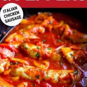Pin: crockpot sausage and peppers (Italian chicken sausage).