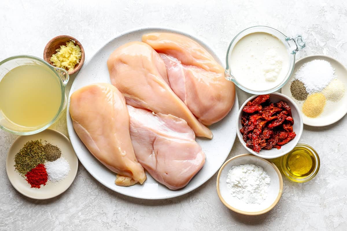 Ingredients for Crockpot marry me chicken.