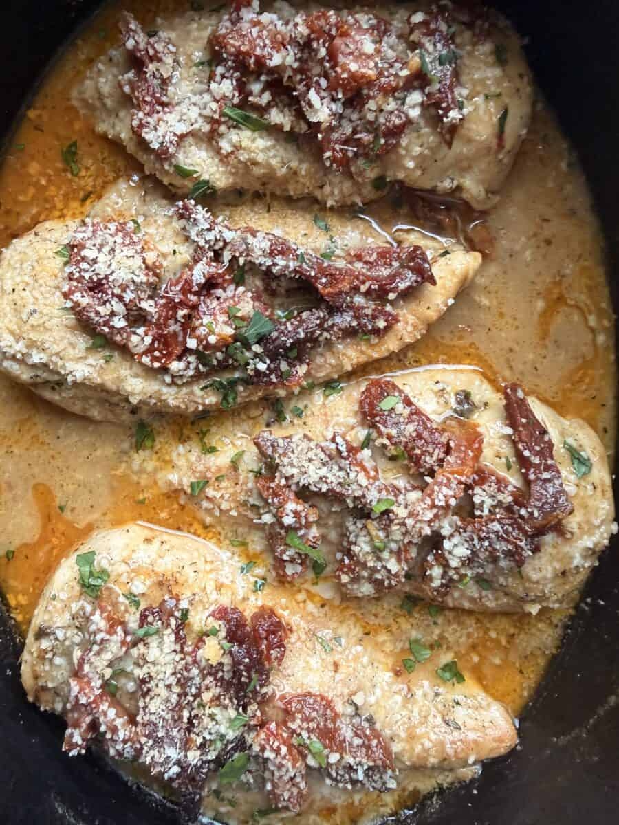 Marry me chicken breasts in a Crock Pot.