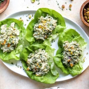 Green goddess chicken salad served in lettuce wraps.
