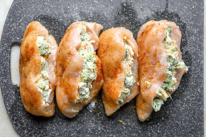 Chicken breasts stuffed with broccoli cheese filling.