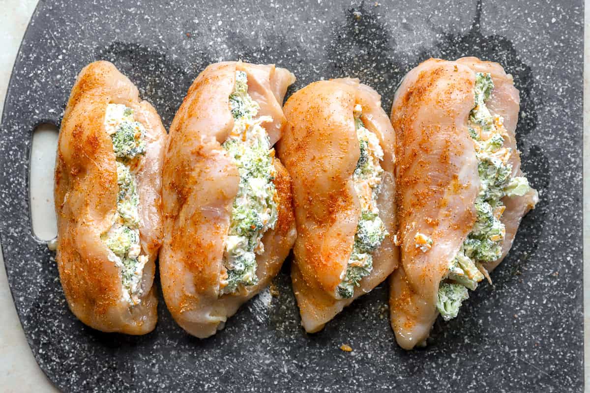 Chicken breasts stuffed with broccoli cheese filling.