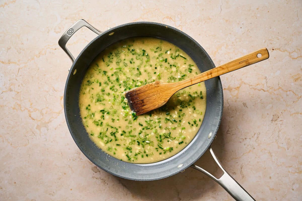Cooking a pan sauce.
