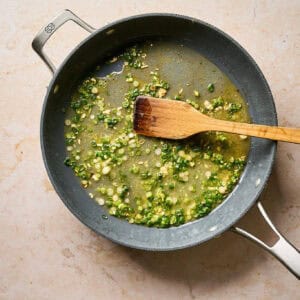 Deglazing a pan.