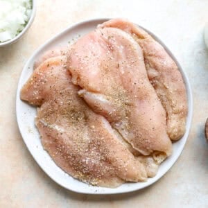 Seasoned chicken breasts.