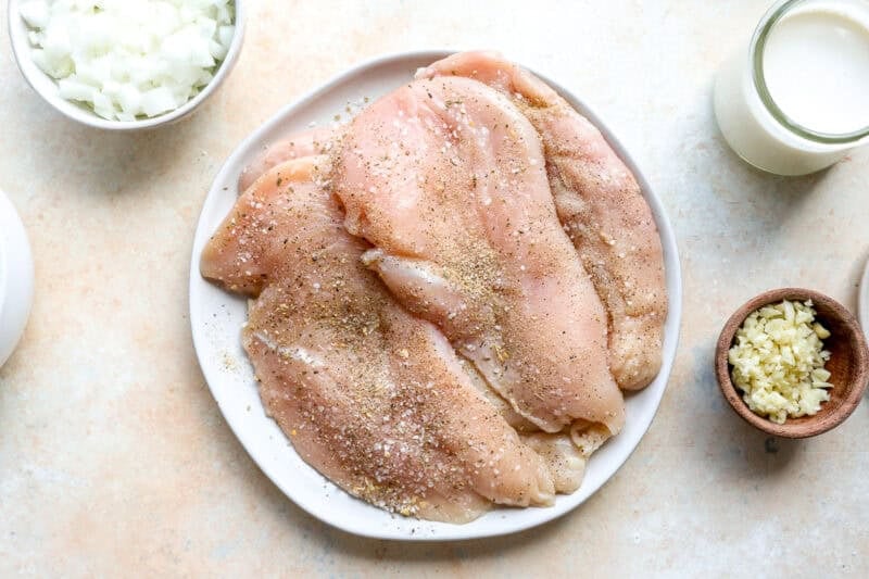 Seasoned chicken breasts.